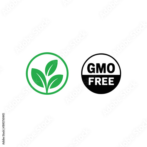 Natural organic ingredients non genetically modified food products Vector icon