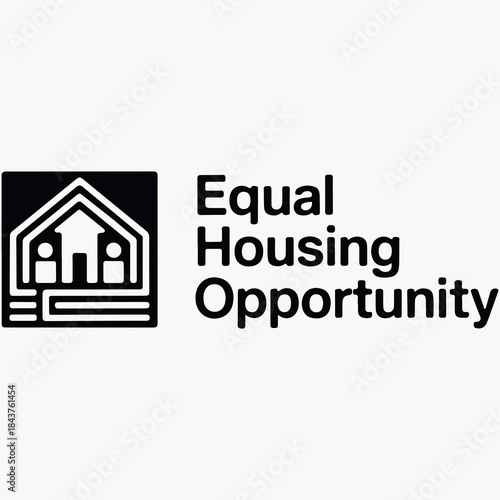 Official equal housing opportunity logo graphic representing fair housing compliance Vector icon