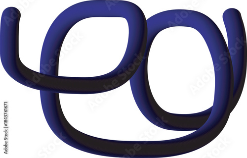 Intricate dark blue tube creating a fascinating continuous looped knot design