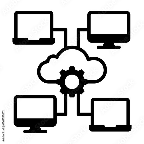 Cloud Computing Icon Mixed Style Vector Illustration