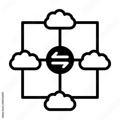 Multiple Cloud Icon Mixed Style Vector Illustration