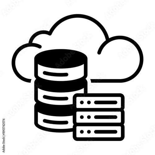 Cloud Database Icon Mixed Style Vector Illustration