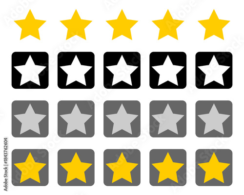 Five stars customer product rating review flat icon for apps and websites