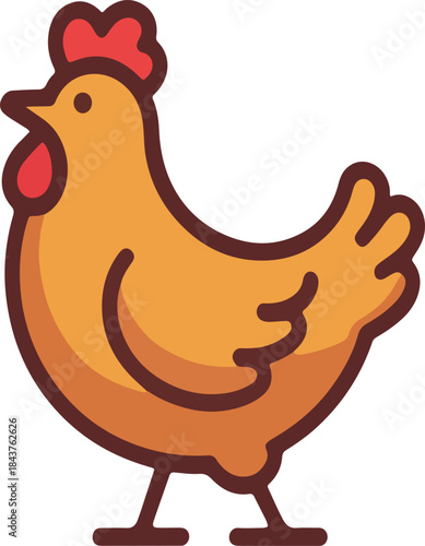 Cute cartoon chicken illustration with fried chicken text