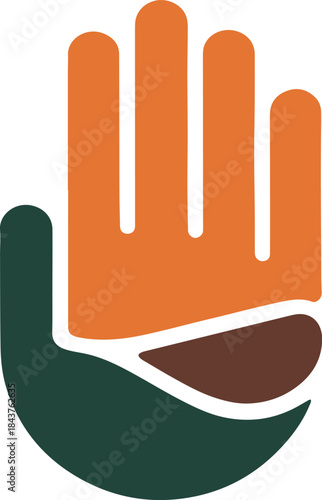 Abstract hand logo with text for a brand or company