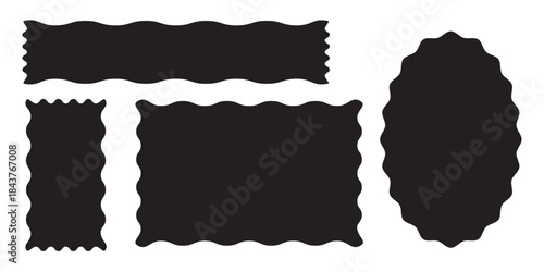 Set of wavy organic rectangles and squares vector illustration