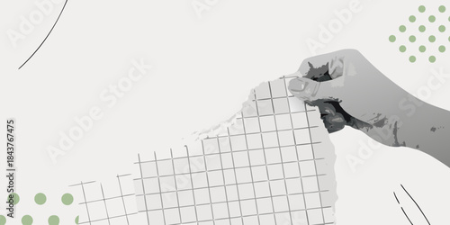 A hand peeling back a layer revealing a grid pattern underneath