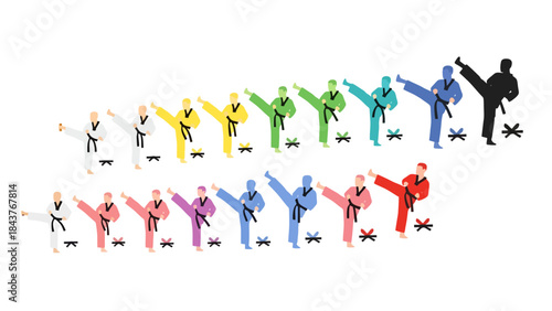 Colorful Silhouettes of People Celebrating and Dancing in a Vibrant Group Scene