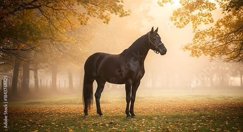 Majestic Horse in Autumnal Light - A Serene Portrait of Equine Beauty.