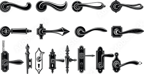 Set of Black Circular Saw Blades Vector Illustration, Industrial Woodworking Tool Silhouette Collection for Carpentry and Construction Design