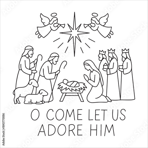 Nativity Scene With Angels And Wise Men