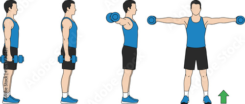 Illustration set of an elderly woman demonstrating chair-based exercises, including seated posture, standing support, and cross-arm stance for gentle movement and balance training.
