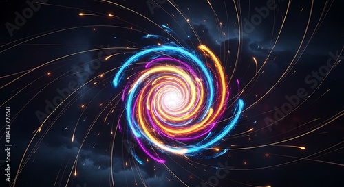 Vibrant Swirl of Light - A Mesmerizing Abstract Vortex.