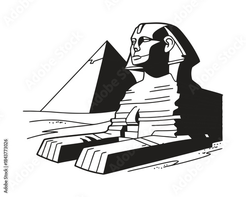 Minimal Clean Vector Illustration of the Great Sphinx of Giza
