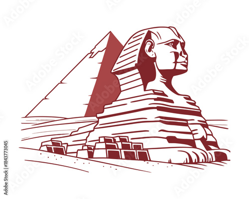 Minimal Clean Vector Illustration of the Great Sphinx of Giza