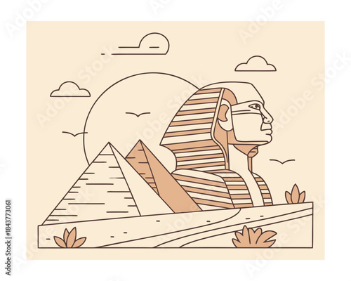 Minimal Clean Vector Illustration of the Great Sphinx of Giza