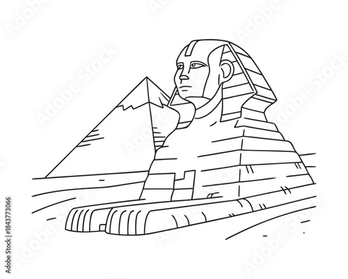 Minimal Clean Vector Illustration of the Great Sphinx of Giza