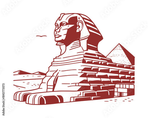 Minimal Clean Vector Illustration of the Great Sphinx of Giza