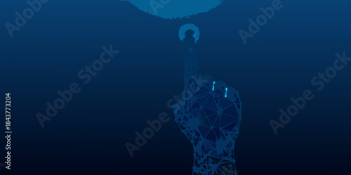 A digital hand reaching upwards from deep blue depths hinting at connection