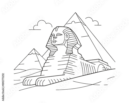 Minimal Clean Vector Illustration of the Great Sphinx of Giza