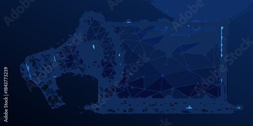 Abstract polygonal network a dark blue geometric and futuristic design