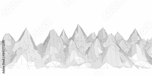 Abstract polygonal landscape a minimalist white mountain range visualization
