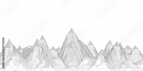 Abstract white polygonal landscape with sharp peaks and valleys