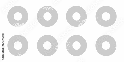 Arrangement of gray circles with one partially filled displayed in two rows