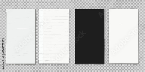 Four rectangular paper sheets with varying textures and colors displayed