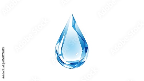 Stylized geometric design of a clear blue water droplet symbolizing freshness and purity