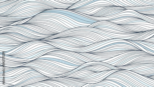 A detailed illustration of a complex woven pattern with intersecting lines and shapes in shades of gray on a