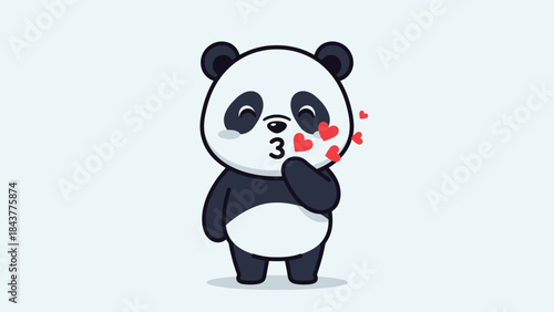 A cute cartoon baby panda bear character from the wild bamboo forests of China holds a blank sign with a funny smile in this nature-inspired vector illustration