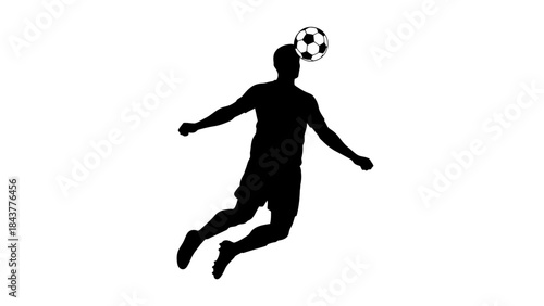 Dynamic Header: Silhouette of a soccer player, skillfully heading a soccer ball mid-air, emphasizing the grace and power of the sport.