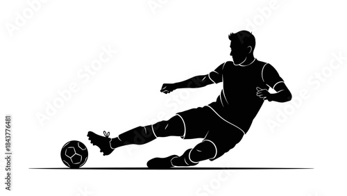 Soccer Player Silhouette: Dynamic silhouette captures the raw energy and skill of a soccer player mid-action, poised to strike the ball with precision.