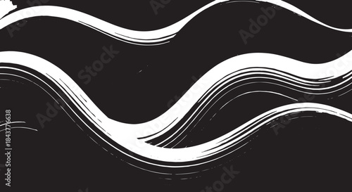Abstract Black and White Flowing Wave Lines Background