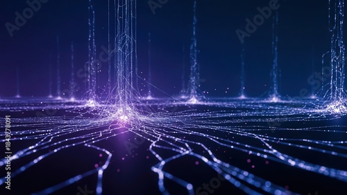 Spectacular display of interconnected quantum circuits with glowing nodes