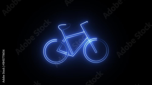 a digital illustration of a bicycle with a glowing blue neon light effect. It appears to be a graphic design or a representation of a neon sign. 