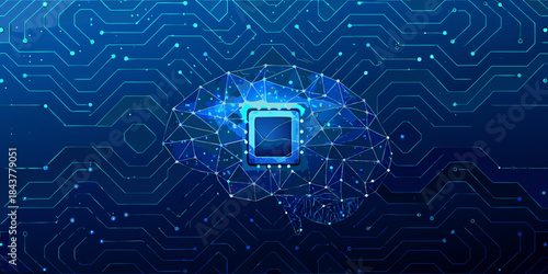 Digital eye with circuitry representing artificial intelligence and data networks