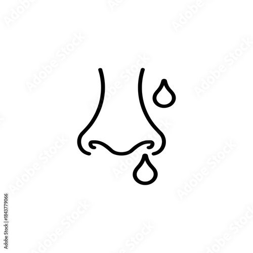 Simple line art icon of a dripping nose symbolizing sickness or allergies