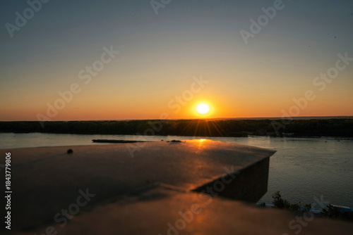 Sunset View over the Danube River from Ruse