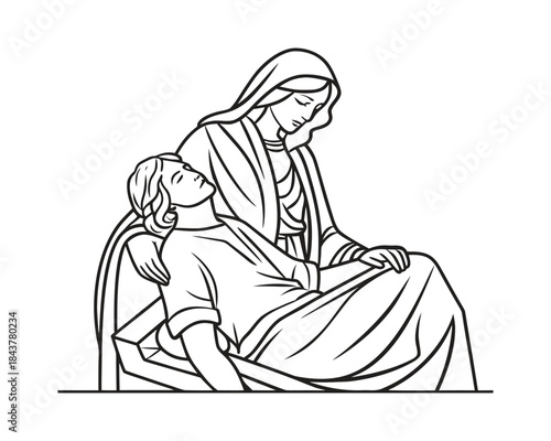 Minimal Clean Vector Illustration of the Pietà Statue