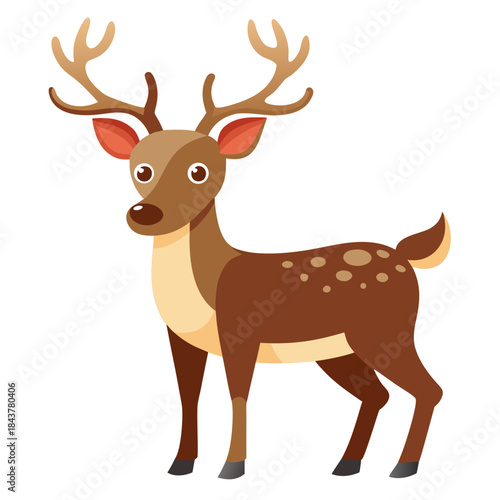 Christmas Reindeer Standing on Isolated White Background