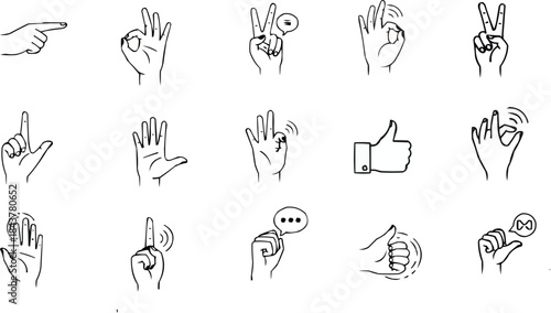 Vector art of  set of Hand Gesture Silhouette Vector Set | Sign Language & Communication Icons 
I Sign Language Hand Silhouettes | Bold Black Vector Icon Set