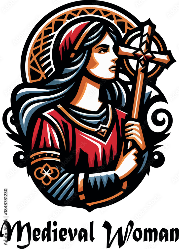 Obraz premium girl with sword and gun illustration