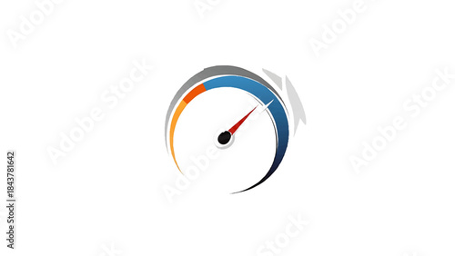 automotive vector icon, speedometer gauge shape with dynamic arc, minimal vector style, centered, isolated white background