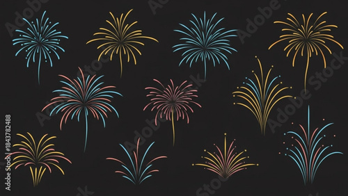 Vibrant fireworks display on with colorful explosions