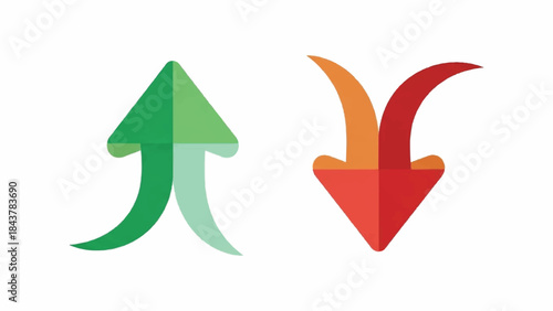 Up and Down Arrows Illustrating Growth and Decline Trends on a White Background