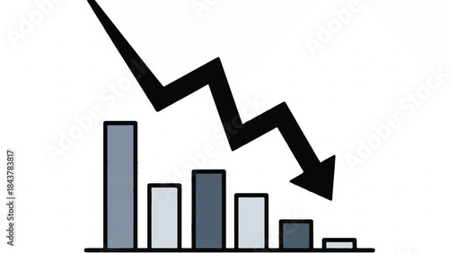 Graph showing a steep downward trend, indicating a financial or economic decline