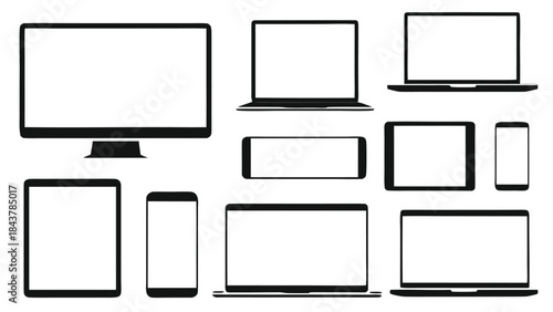set of computer devices vector