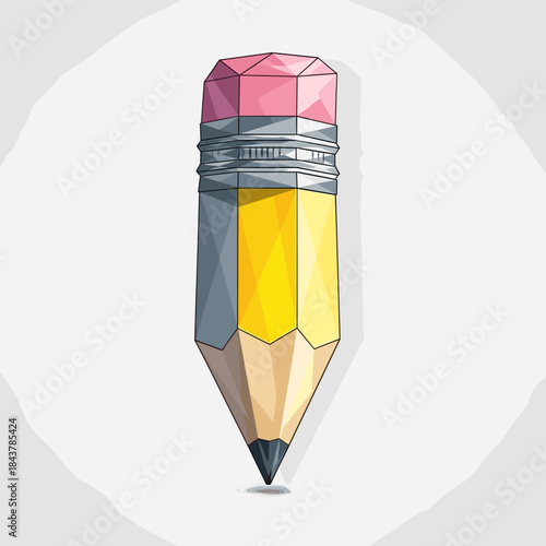 Yellow Pencil with Pink Eraser Vector Illustration Isolated